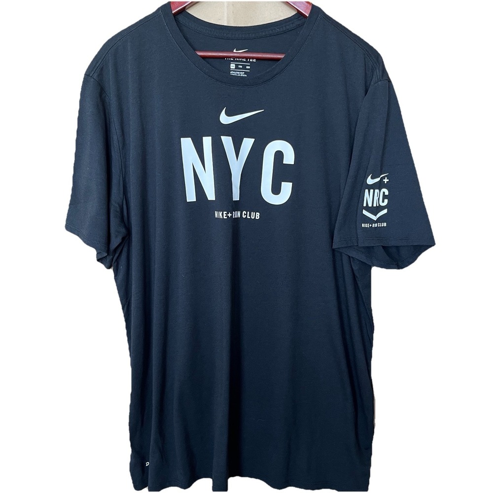 The Nike Tee Shirt NYC Mens XXL Black Dri-Fit Athletic Cut Nike Run Club NRC